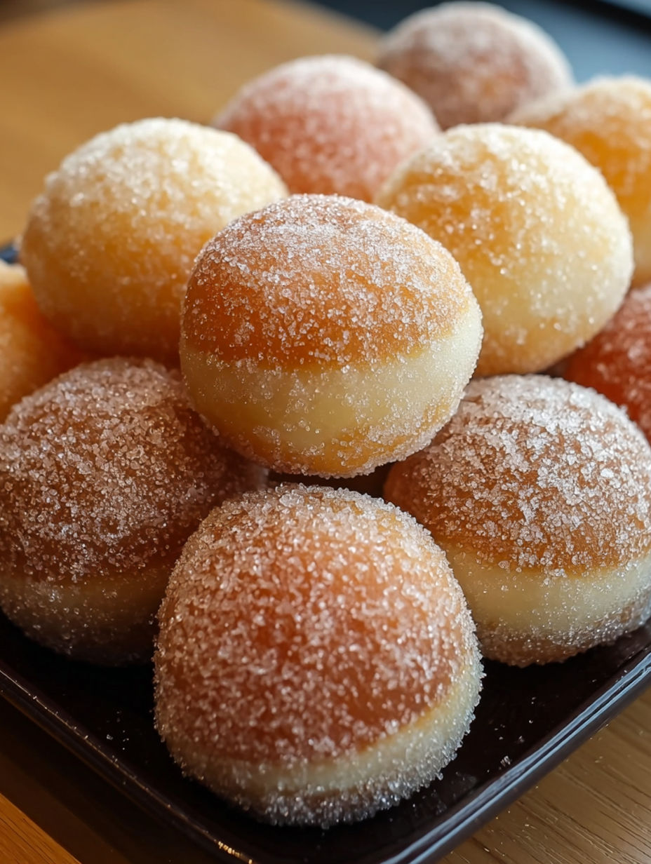 A plate of mochi doughnuts.