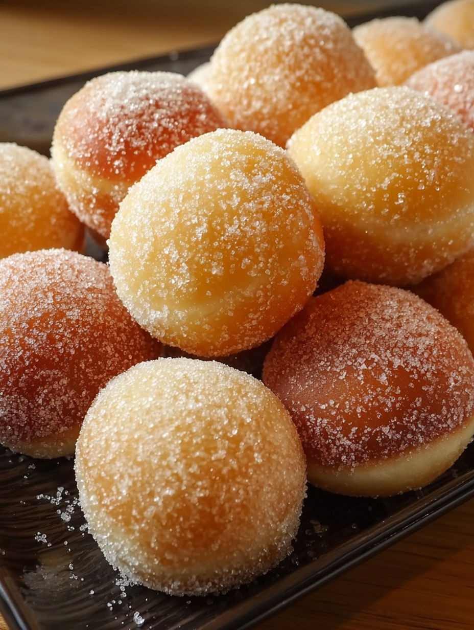 A plate of mochi doughnuts.