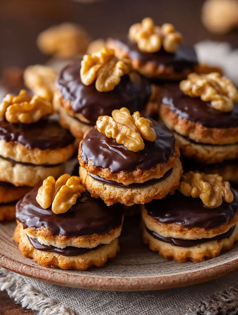 A plate of walnut marzipan cookies.