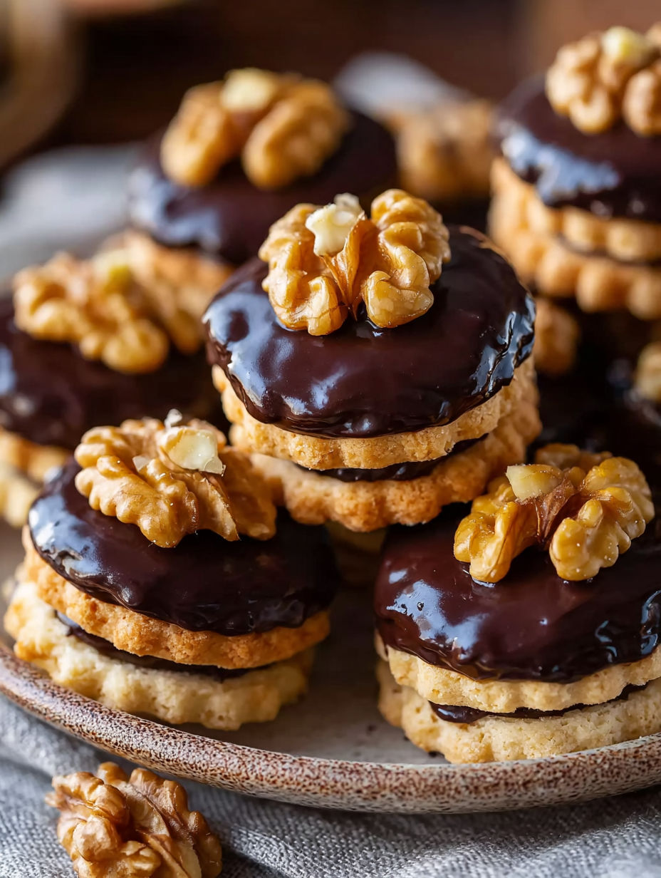 A plate of walnut marzipan cookies.