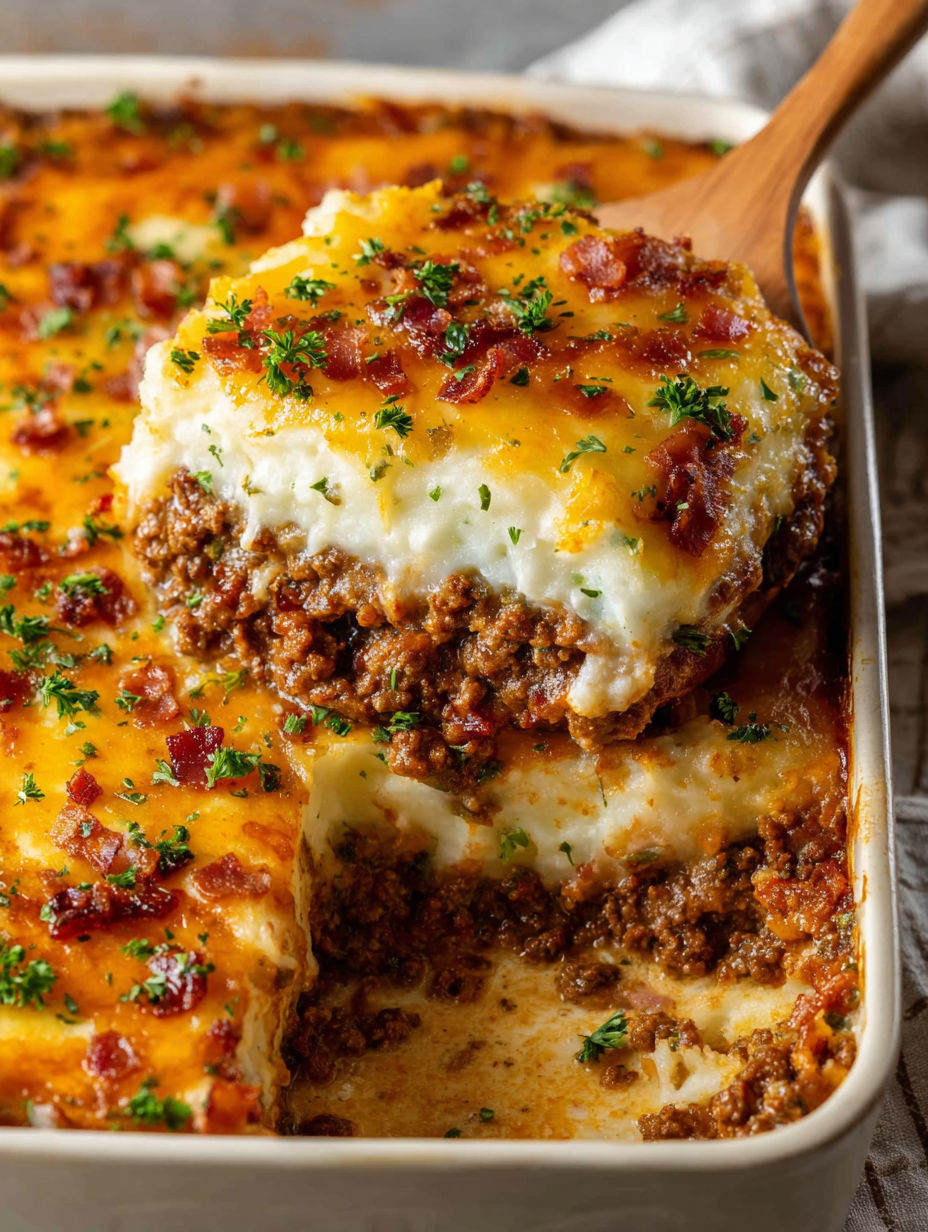 A close up of a delicious looking casserole.