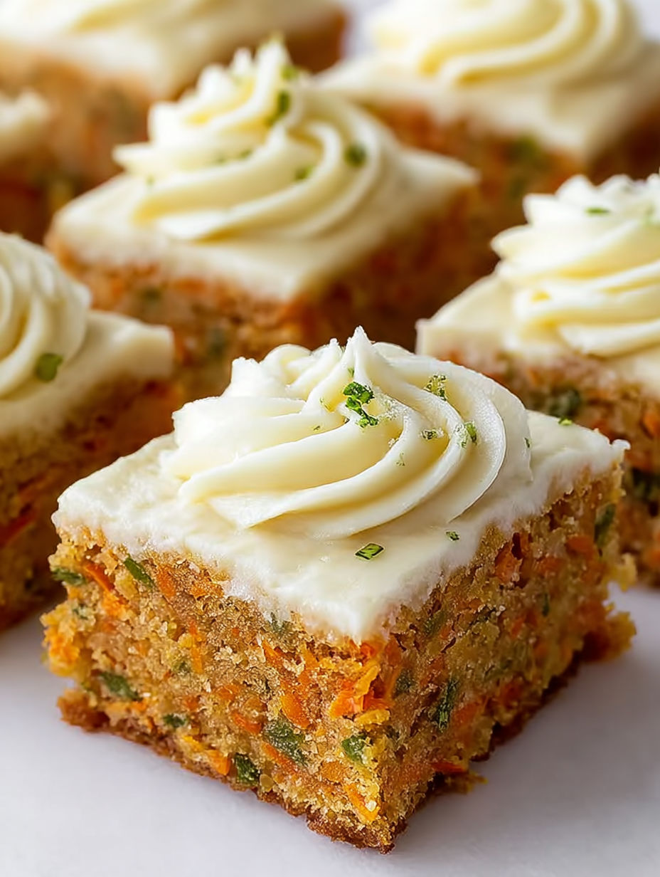 A slice of carrot cake with white frosting.