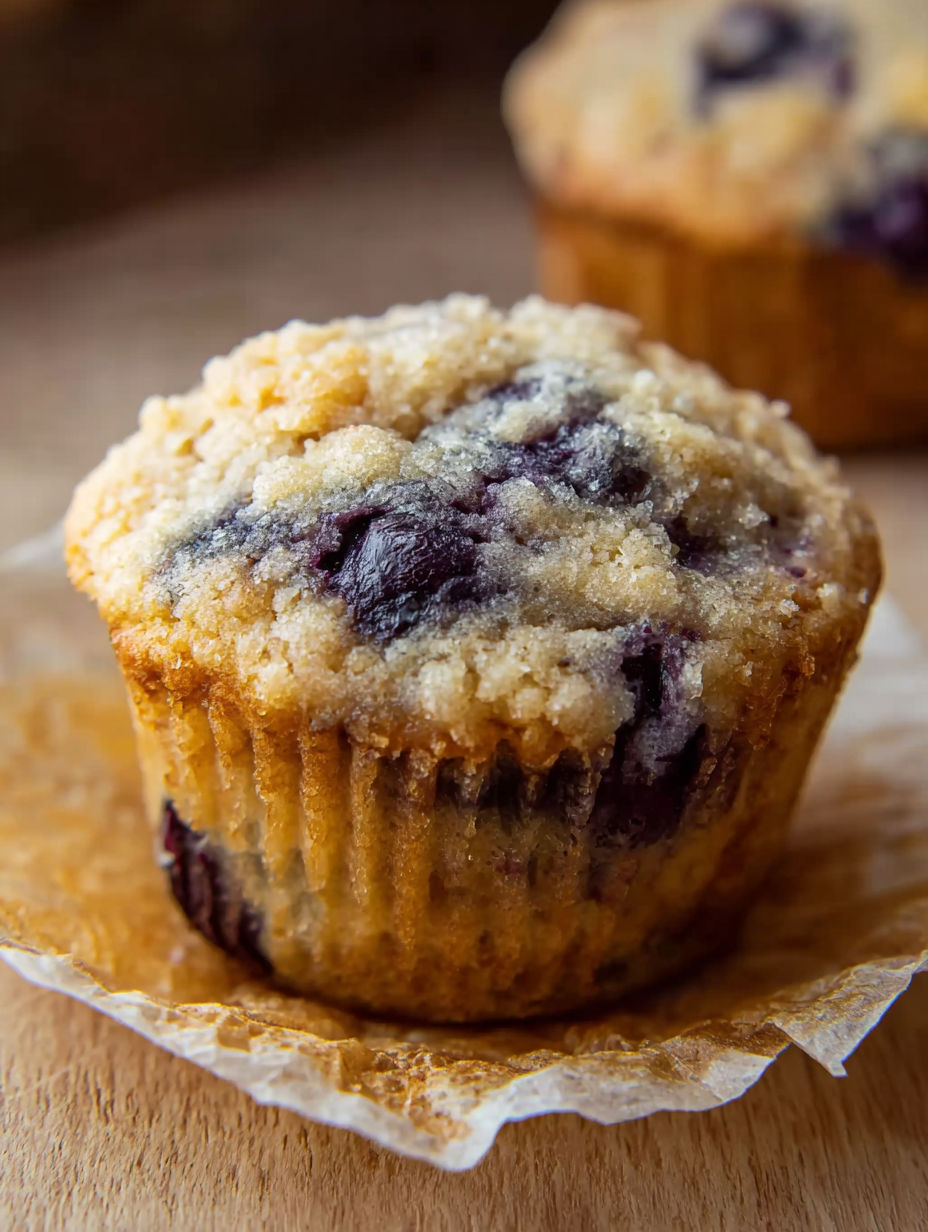 A muffin with blueberries on top.