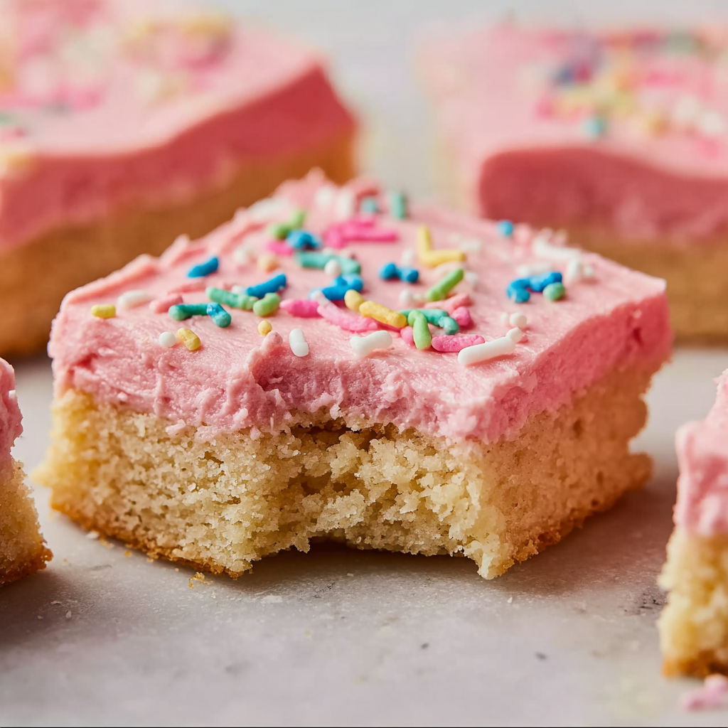 A close up of a frosted sourdough sugar cookie bar.