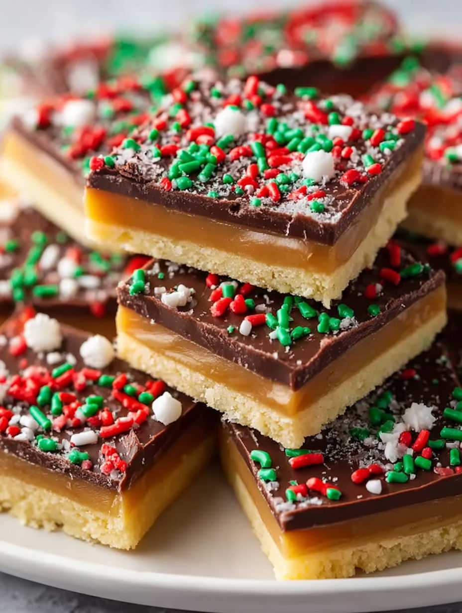 A stack of Christmas Crack bars.