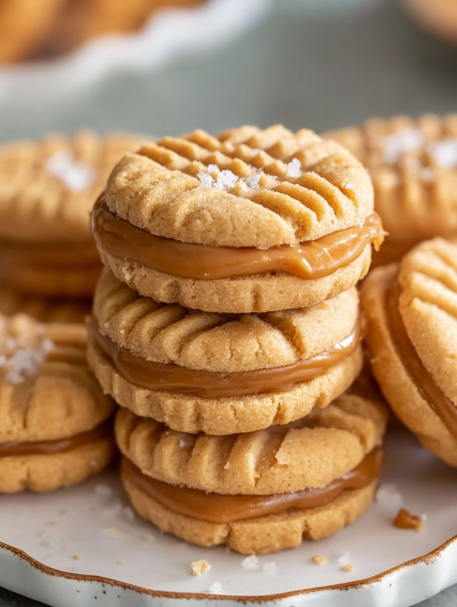 A stack of cookies with a brown glaze.