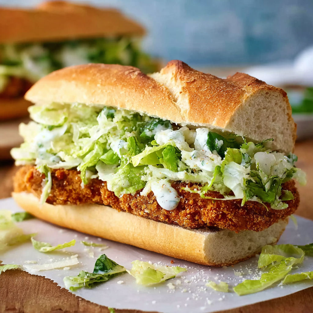 A crispy chicken caesar sandwich on a bun.