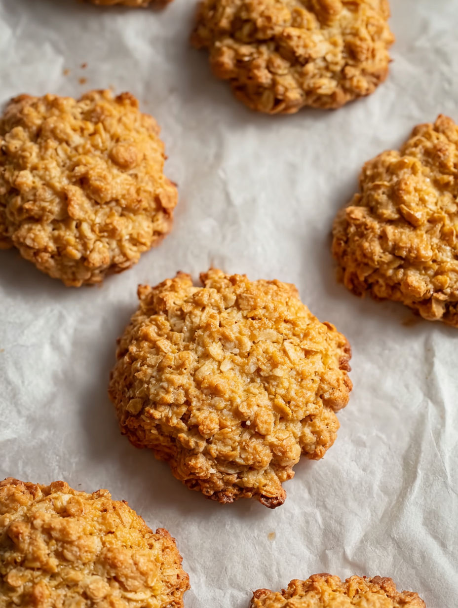 A close up of a cookie with a crumbly texture.