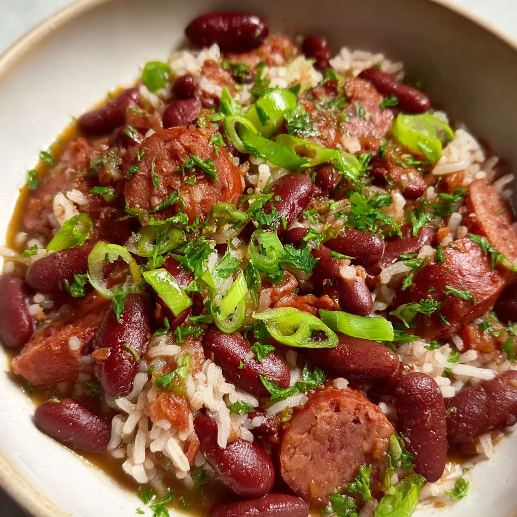 A bowl of Louisiana Red Beans and Rice.