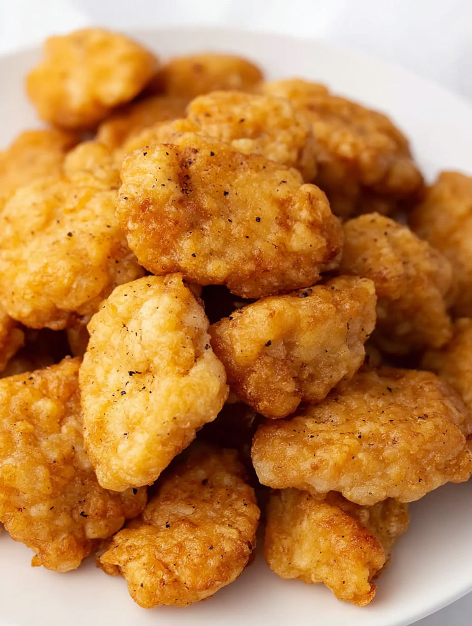 A plate of fried chicken nuggets.