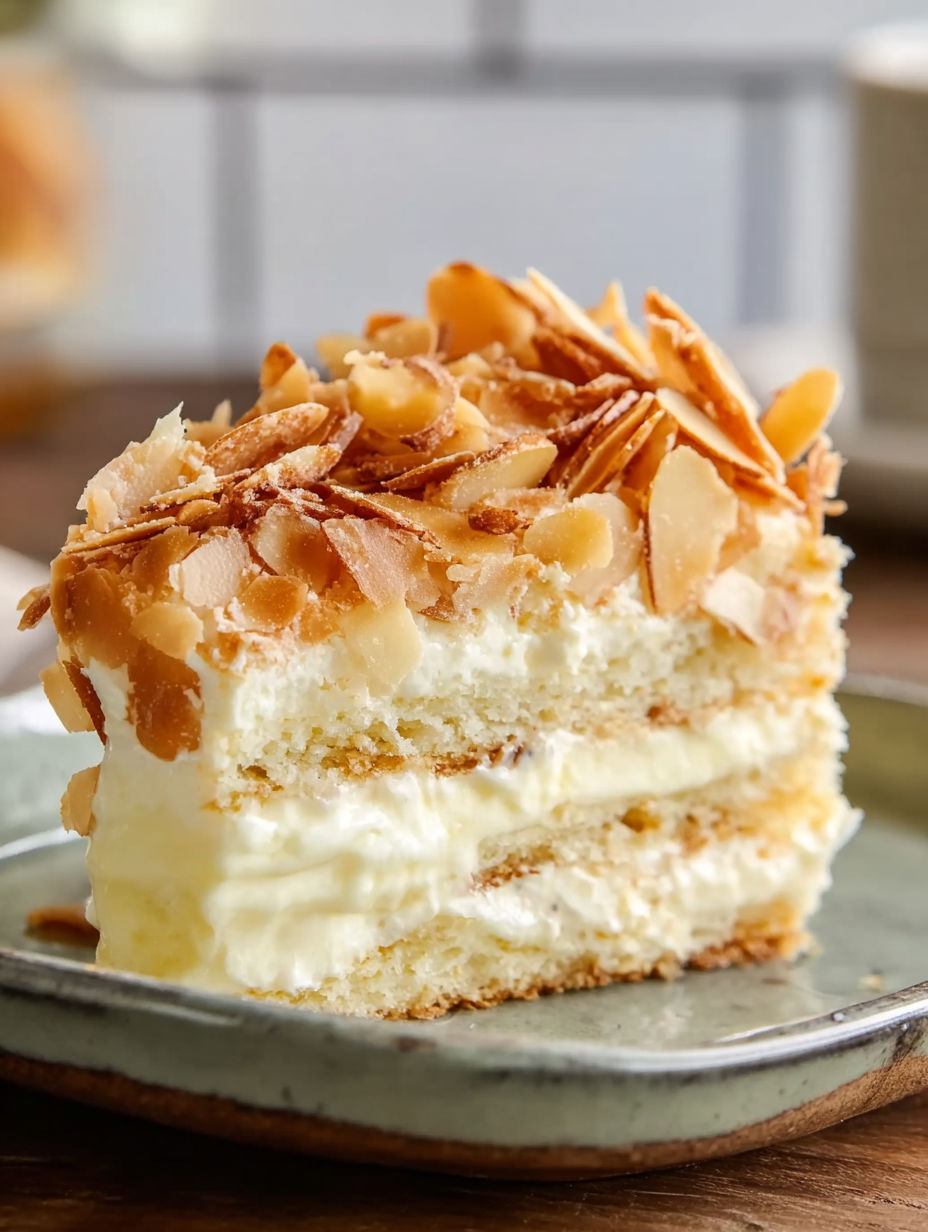 A slice of Bienenstich Tiramisu.