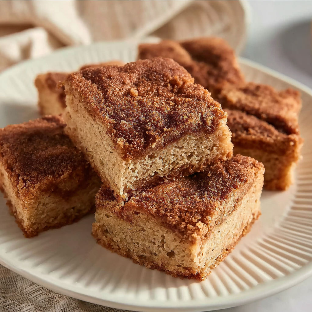 A plate of snickerdoodle cookie bars.