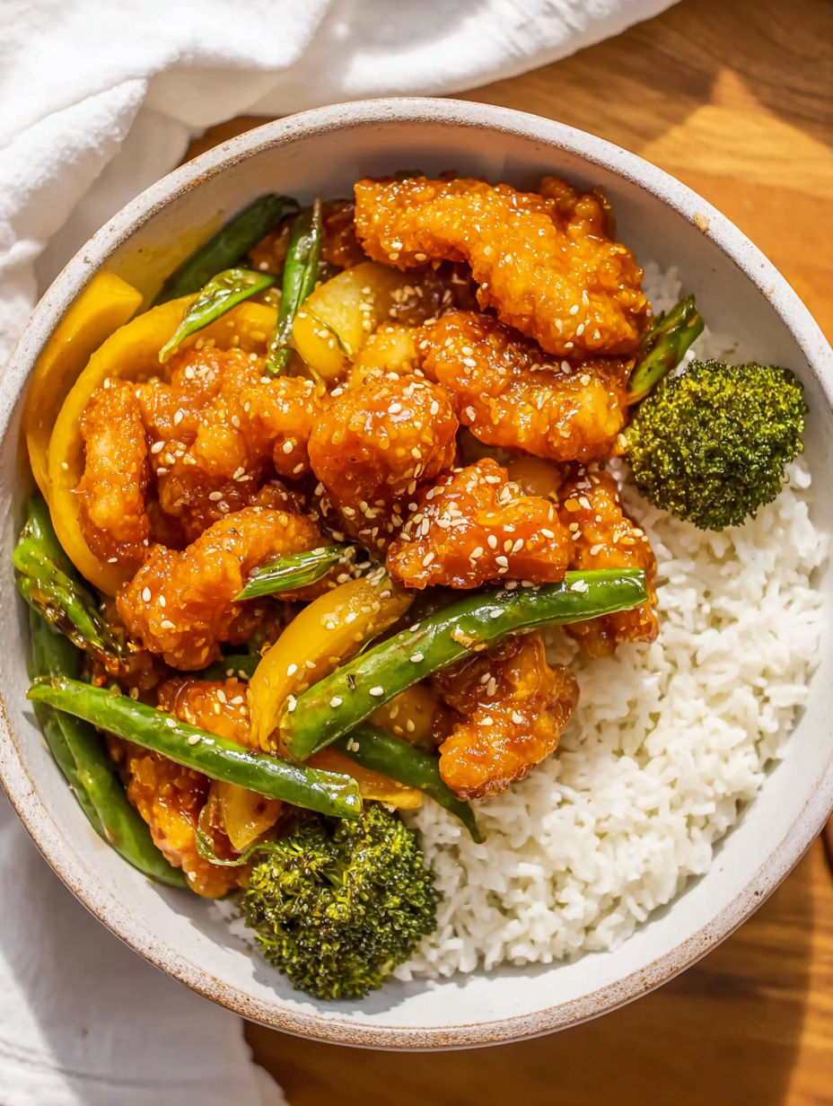 A bowl of Panda Express Honey Sesame Chicken Breast.
