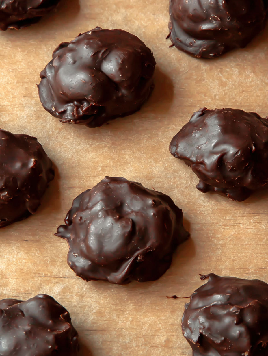 A tray of chocolate candies.