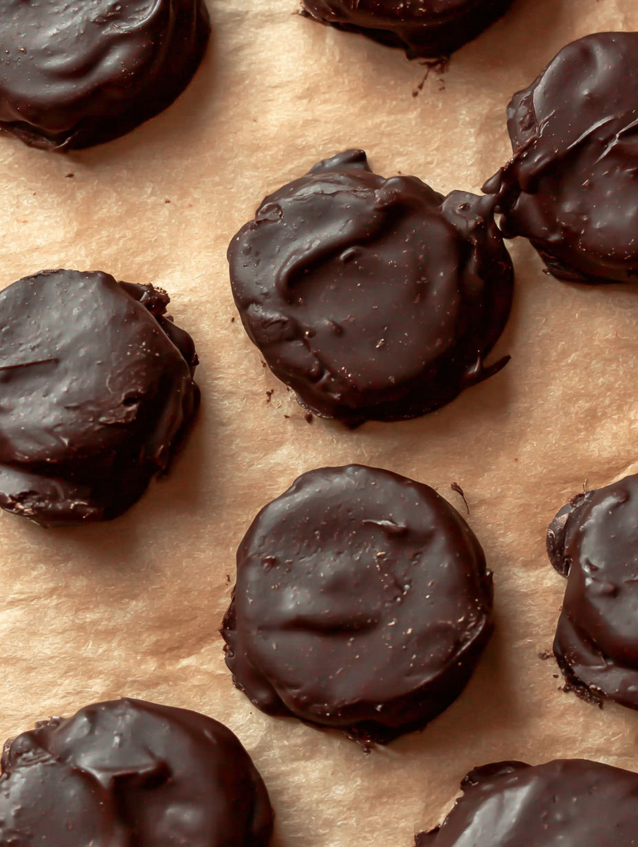 Chocolate candies on a table.