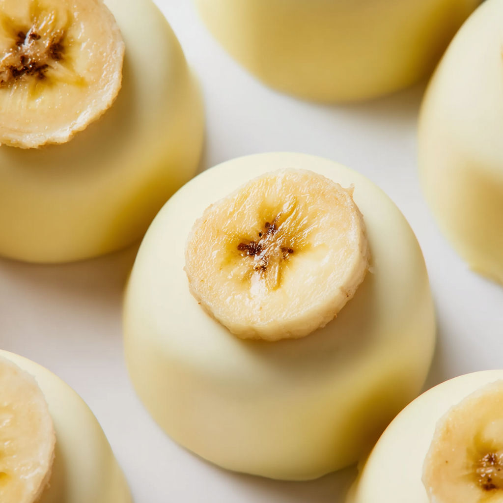Banana pudding truffles on a white plate.