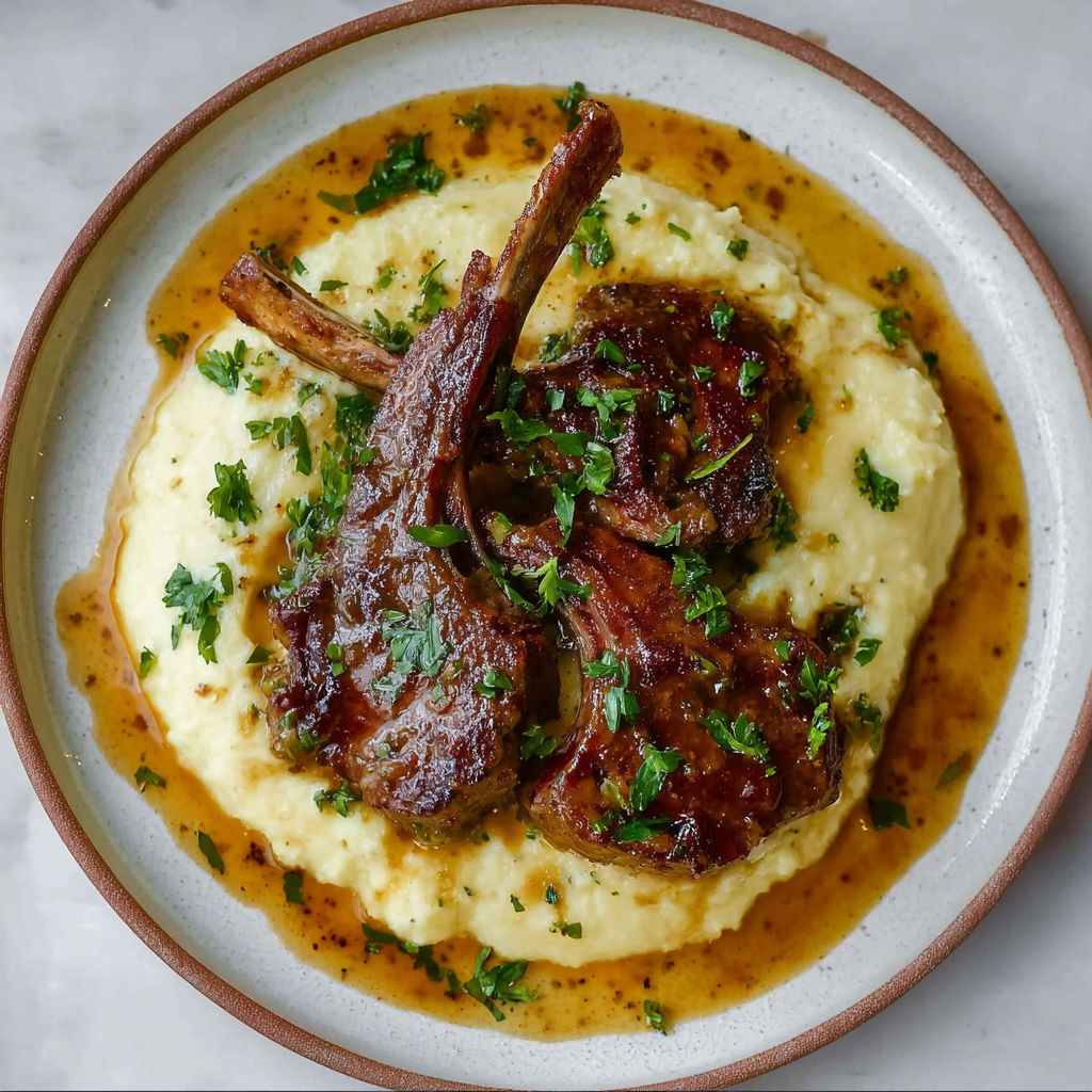 Lamb chops with honey garlic butter.