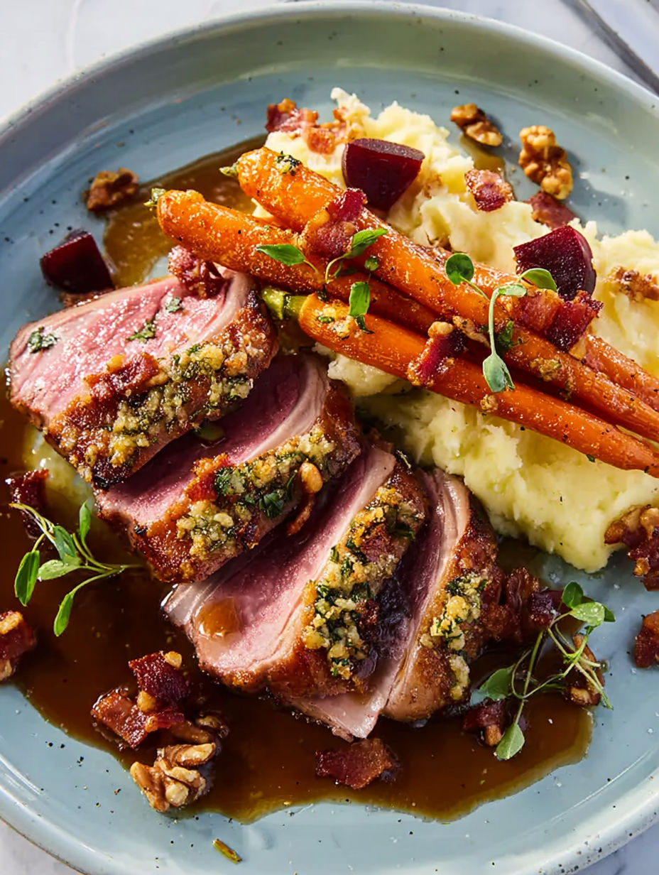 A plate of food with meat and vegetables.