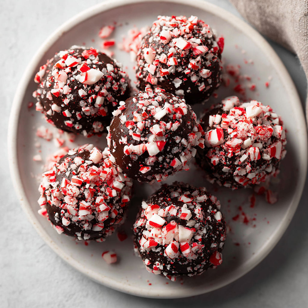 A plate of peppermint truffles.