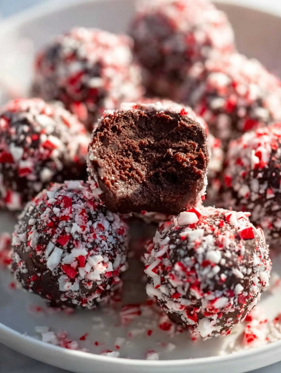 Peppermint truffles on a plate.