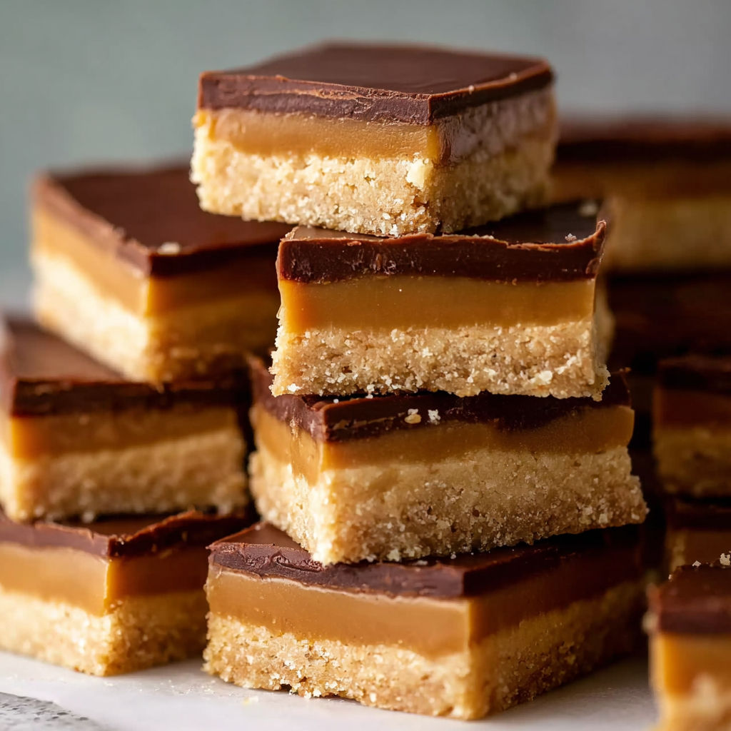 A stack of caramel slices.