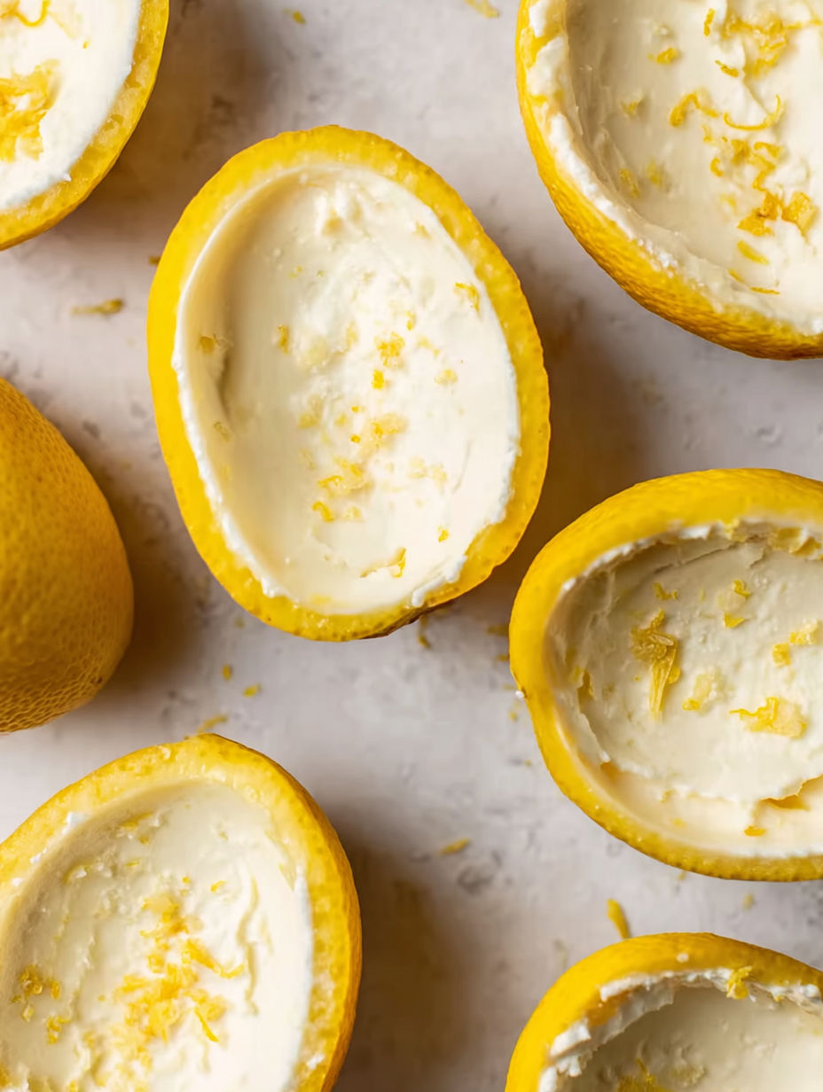 Lemon Posset with lemon wedges.