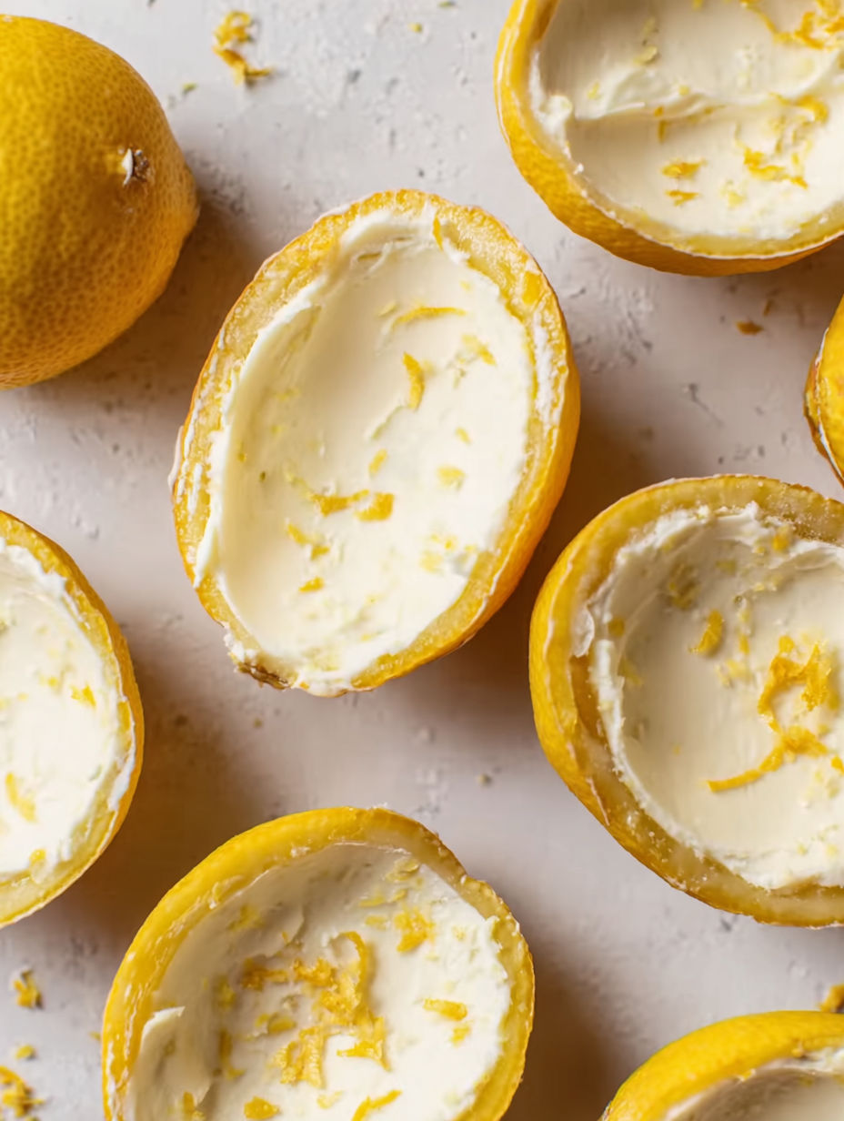 Lemon Posset with a lemon slice on top.