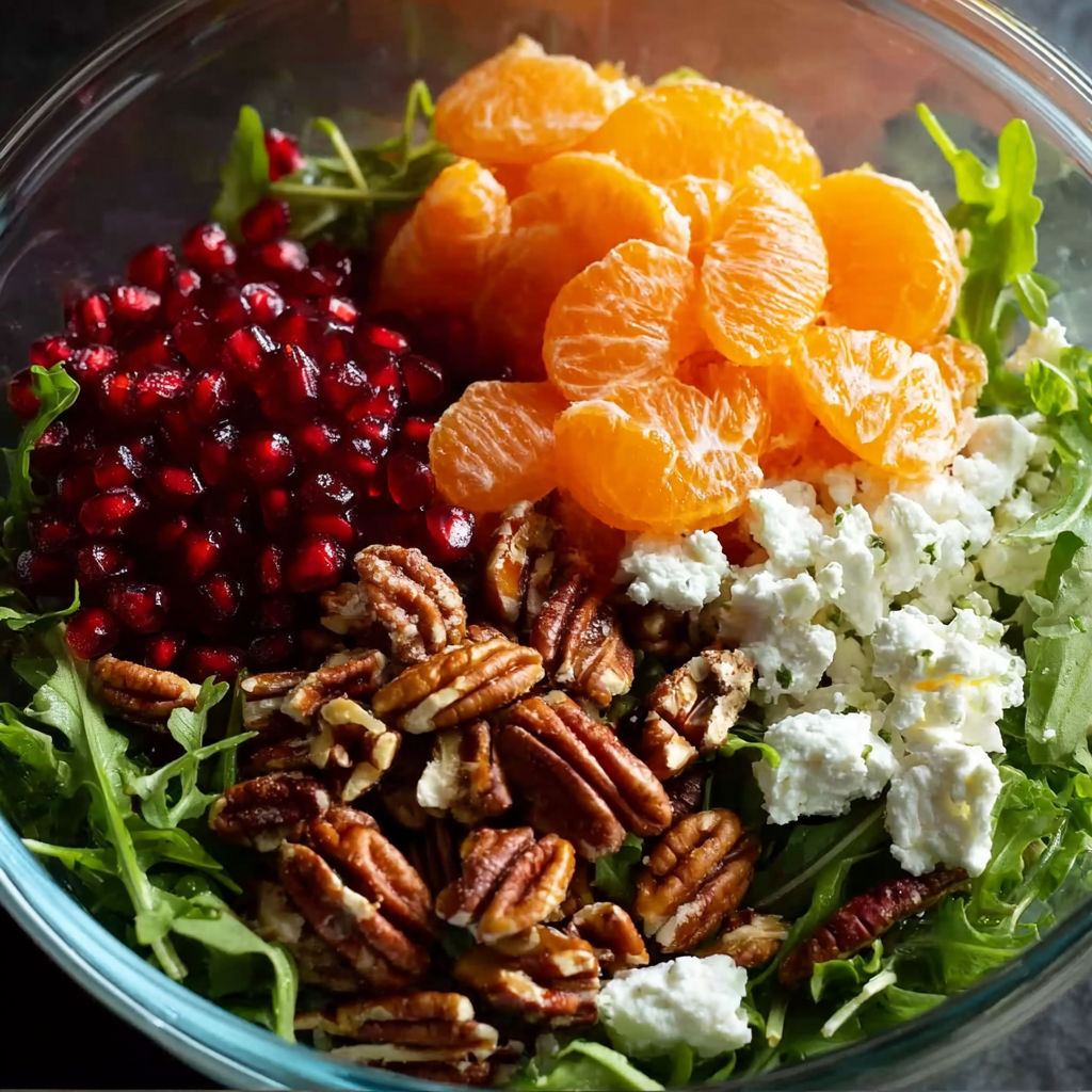 A bowl of salad with oranges, pomegranate, and feta cheese.