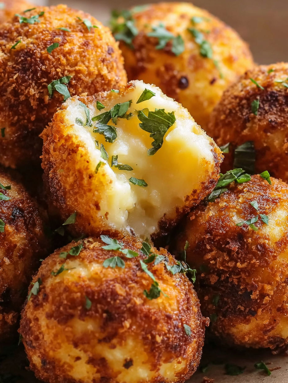 A close up of a cheese ball.