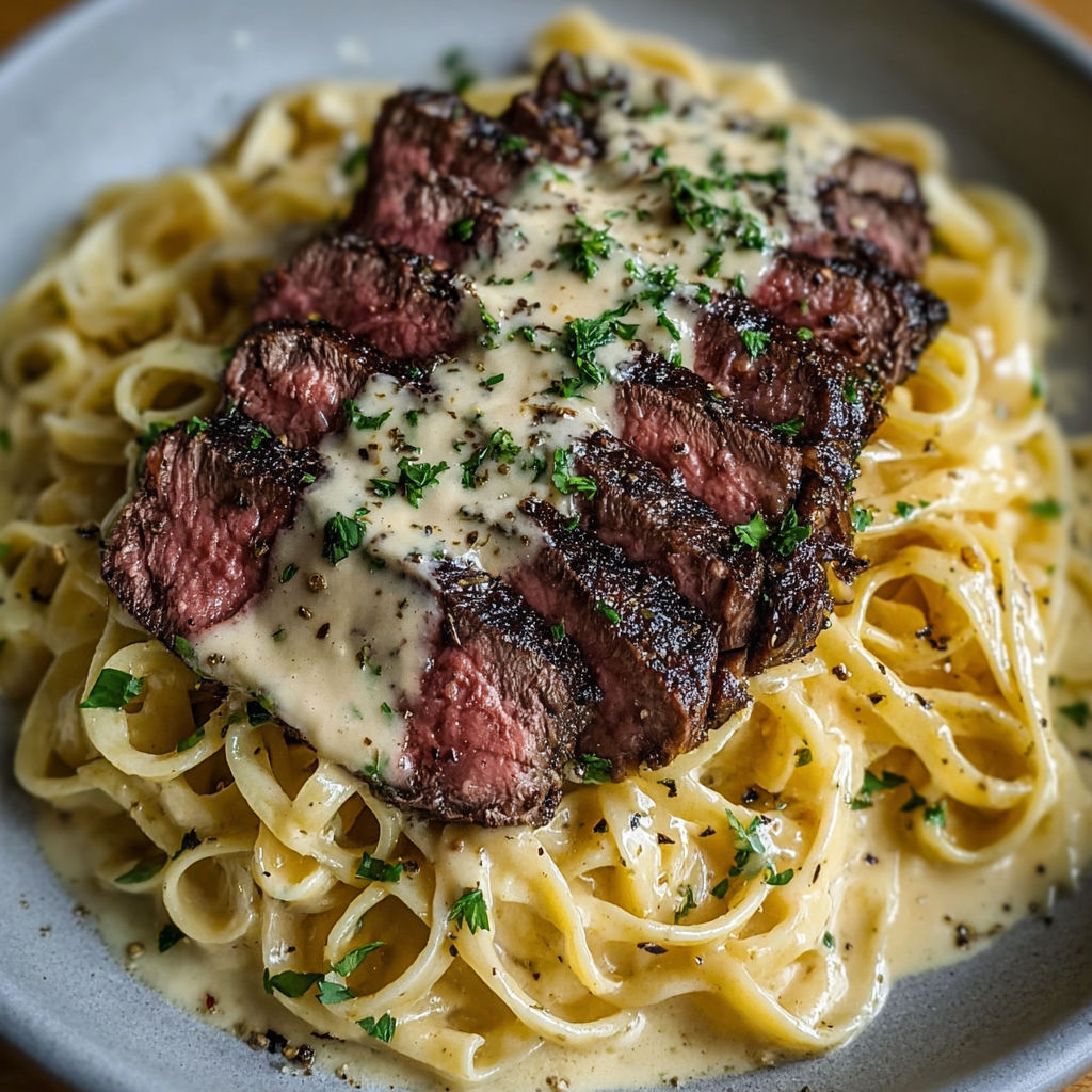 A plate of pasta with meat and cheese on top.
