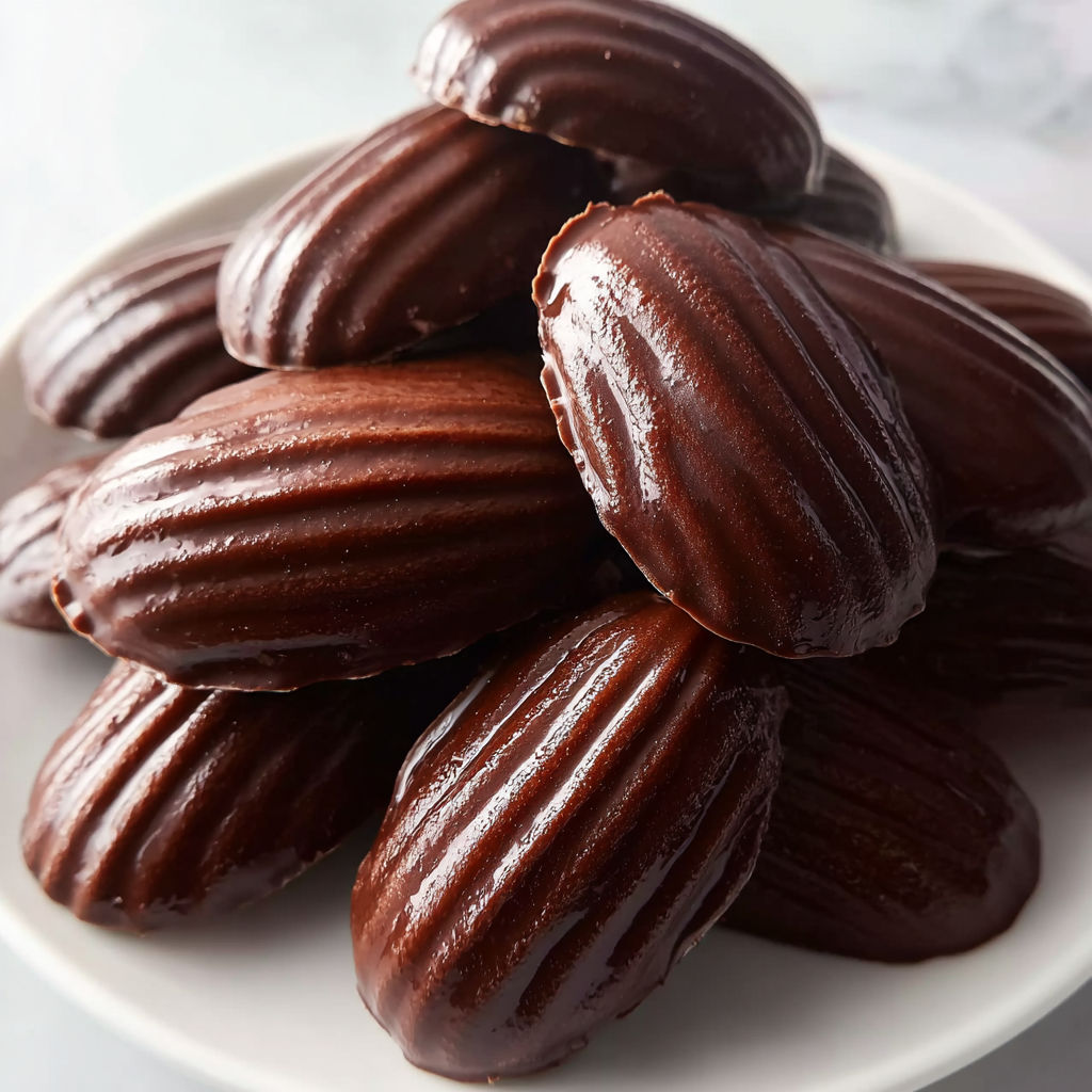 A plate of chocolate candies.