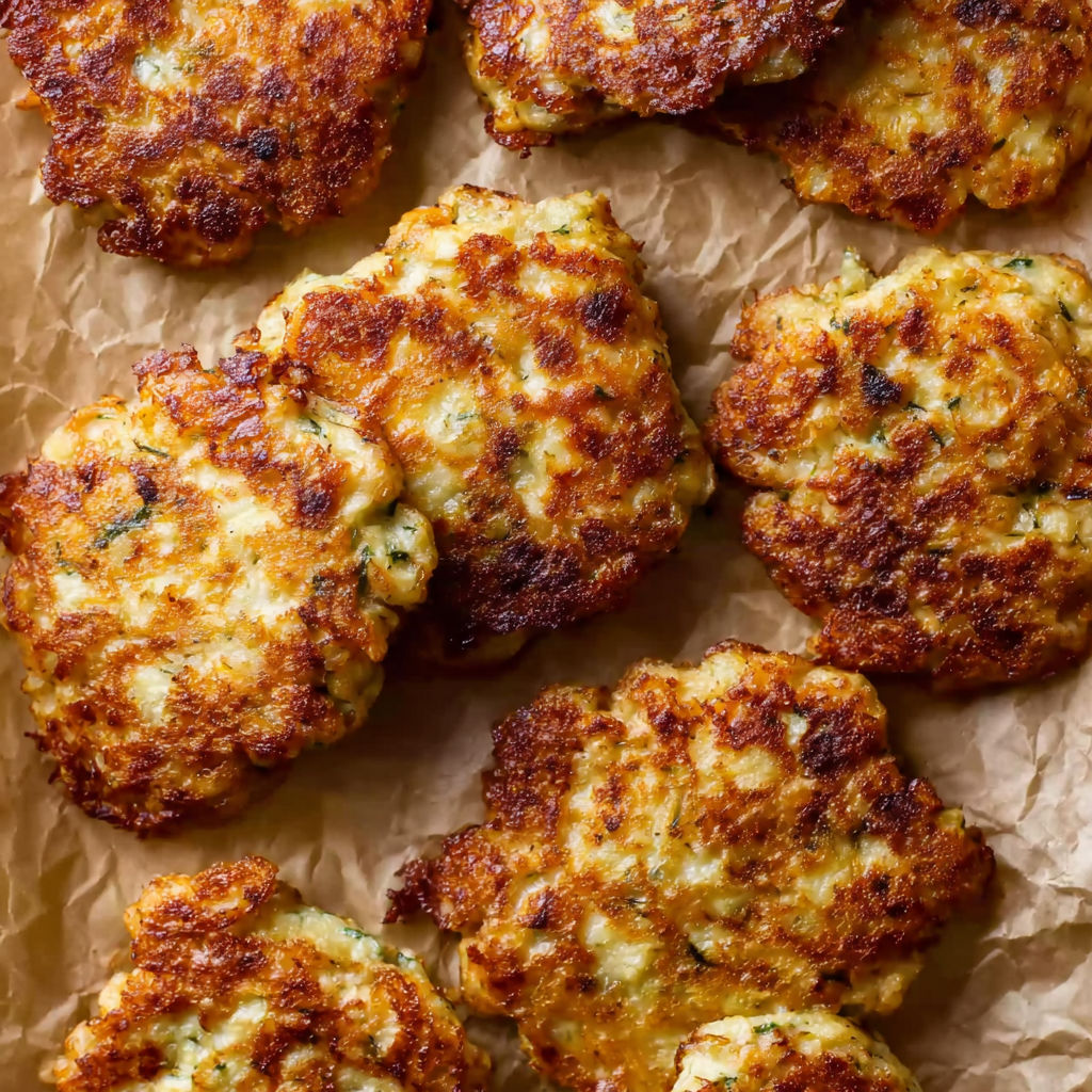 A plate of cheesy chicken fritters.