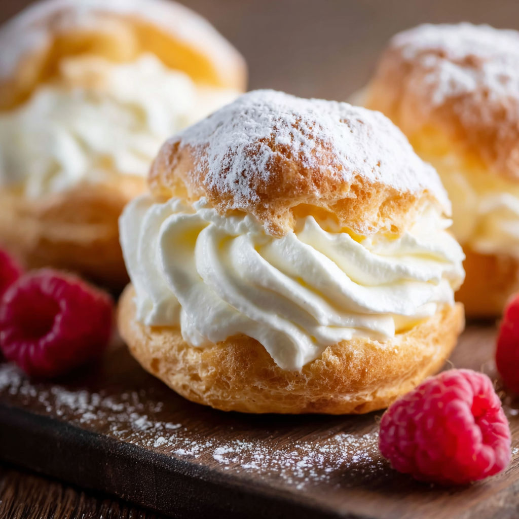 A plate with two Brandteig-Windbeutel.