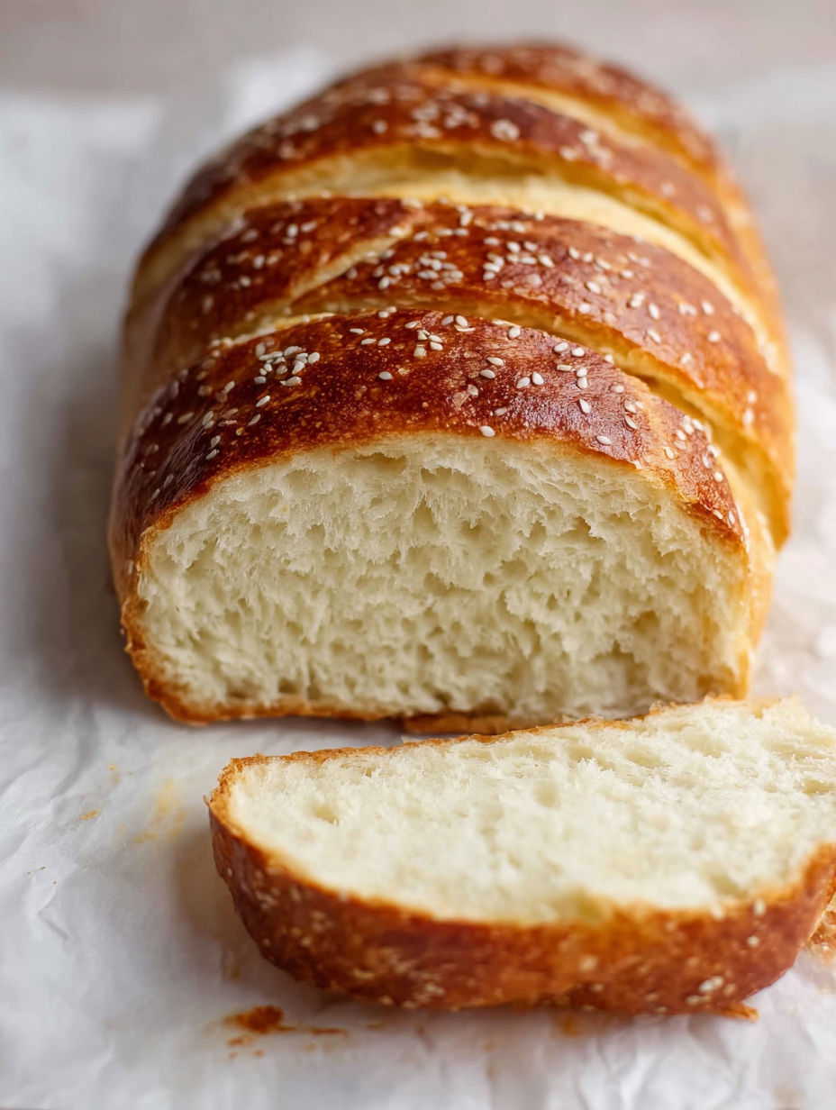 A loaf of bread with sesame seeds on top.