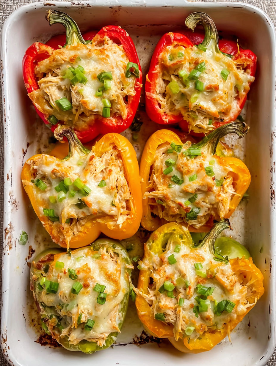 A dish of cooked peppers with meat in them.