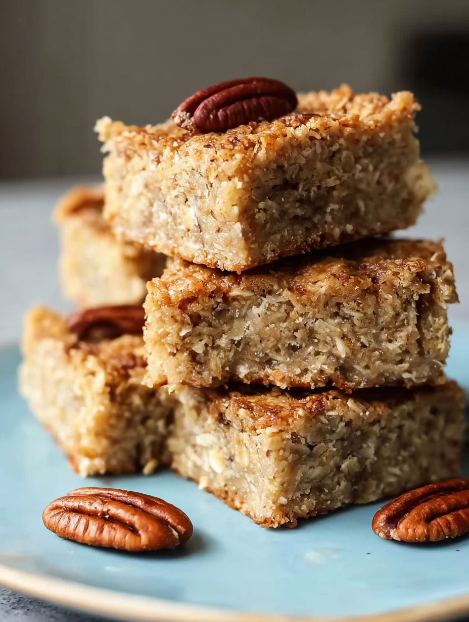 A stack of banana-hafre flocken riegel.