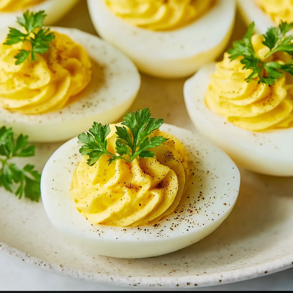 A plate of eggs with a yellow sauce.