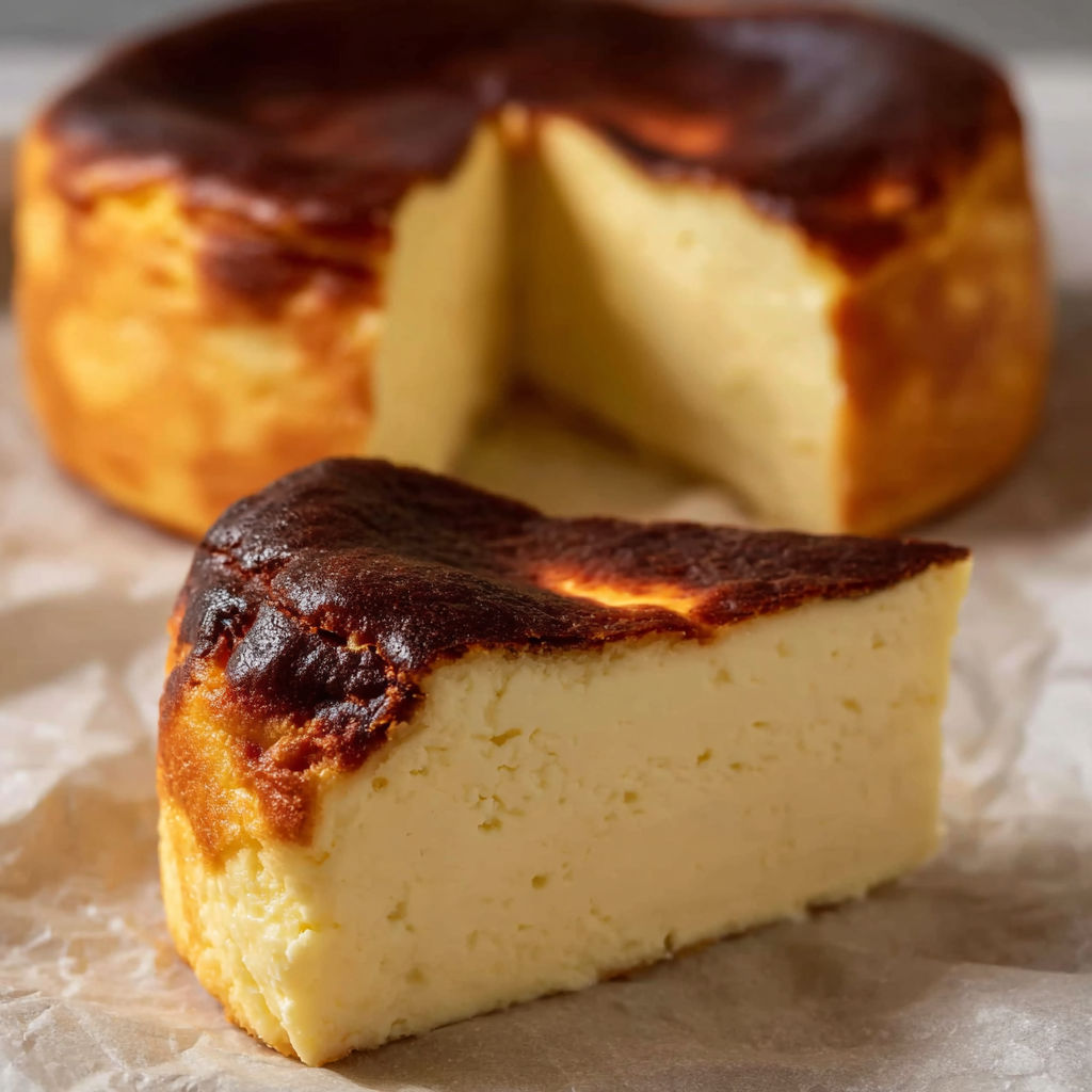 A slice of burnt basque cheesecake.