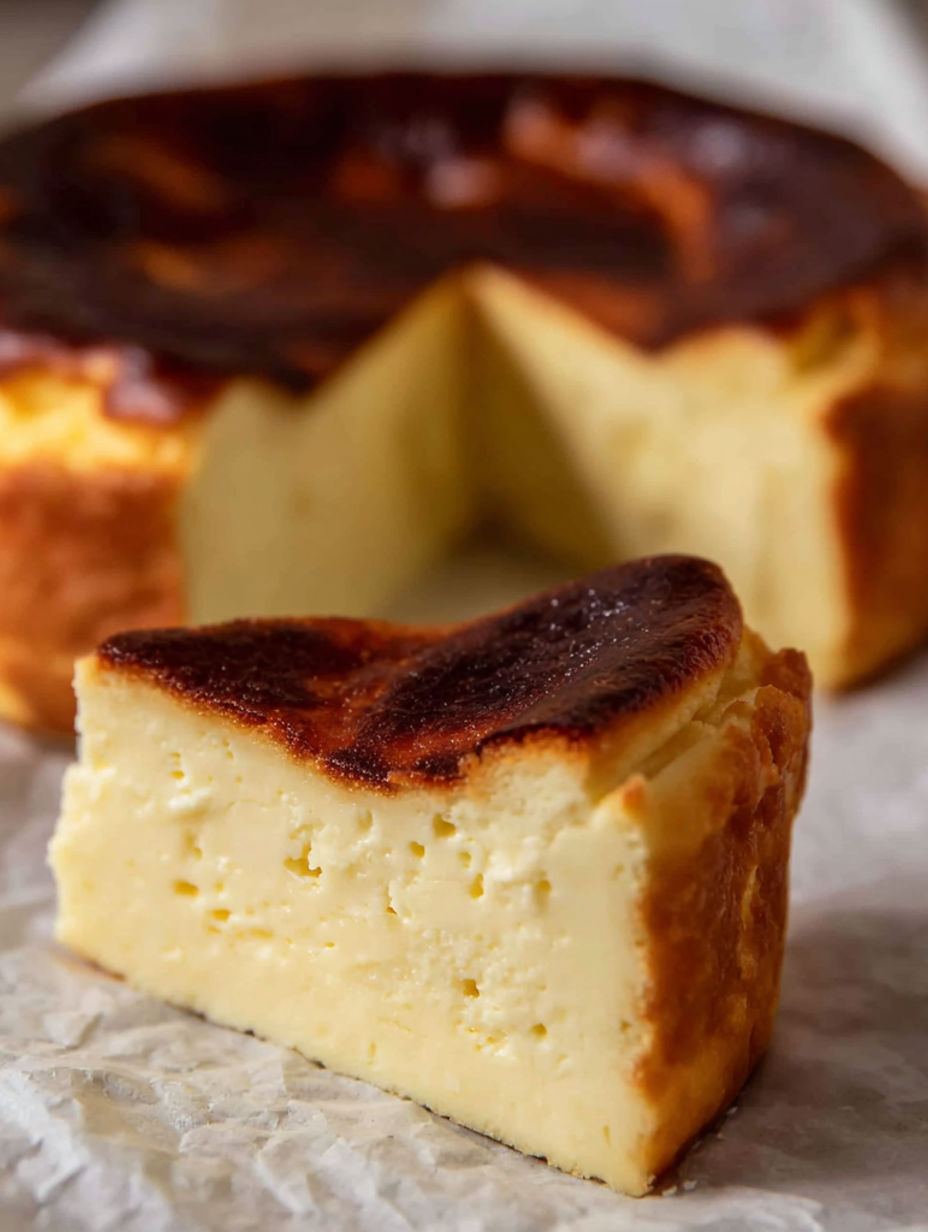 A slice of burnt basque cheesecake.
