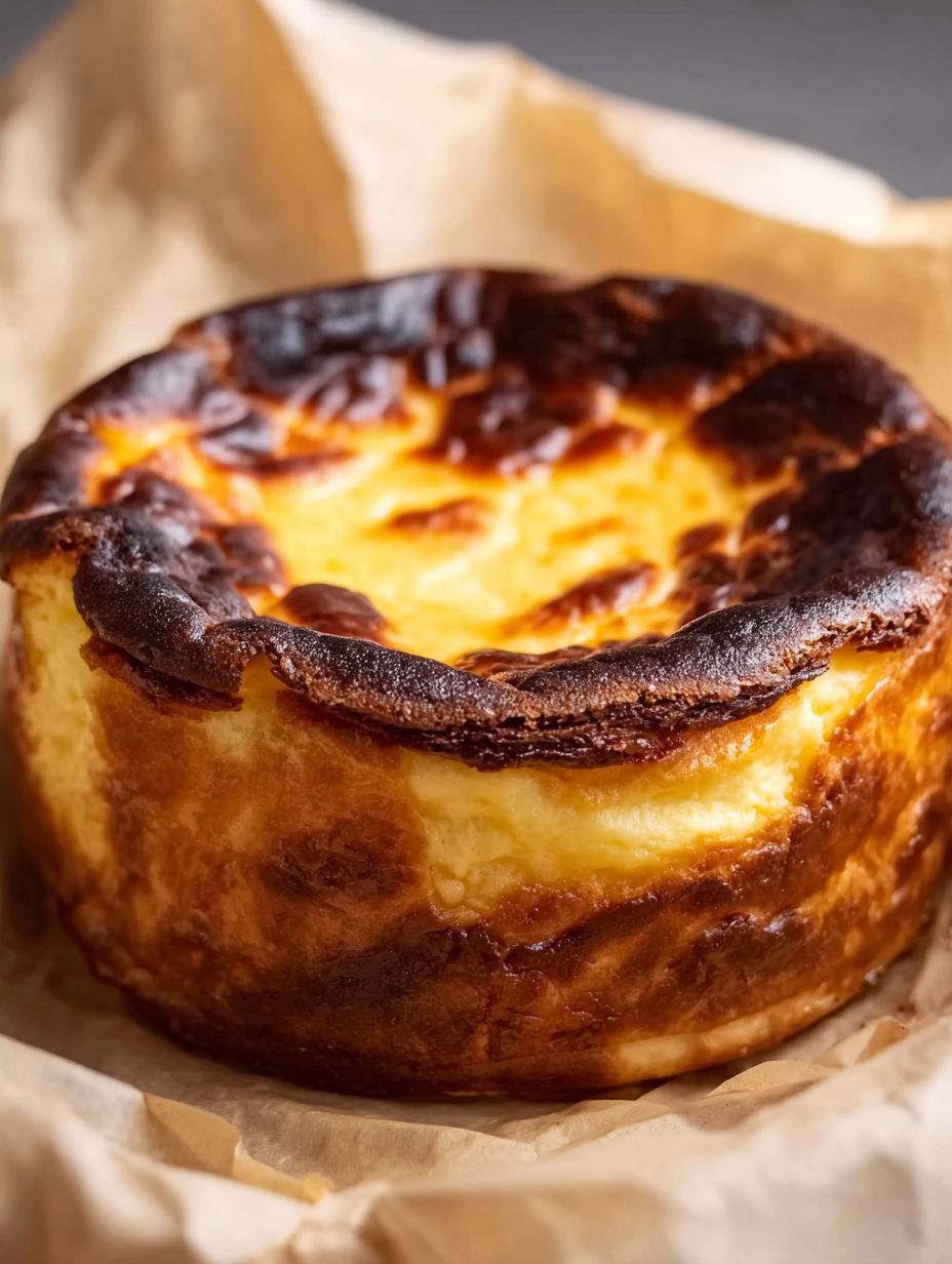 A burnt mini Basque cheesecake.