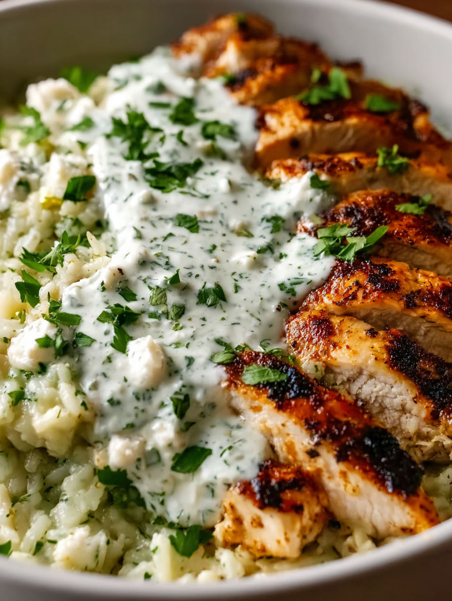 A plate of food with chicken and rice.