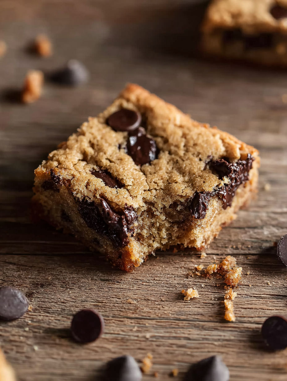 A slice of banana bread blondie.