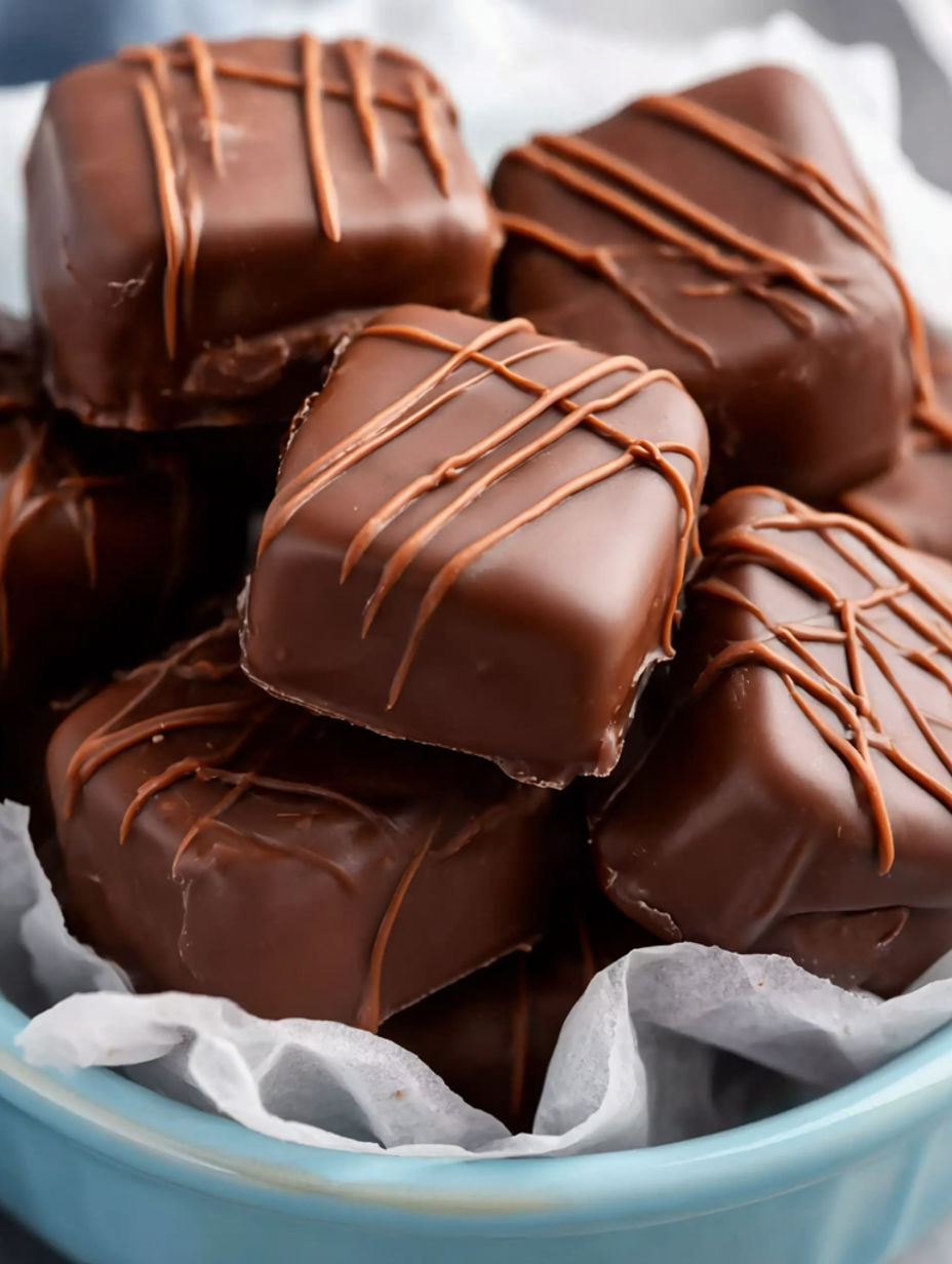 A bowl of butterscotch squares.
