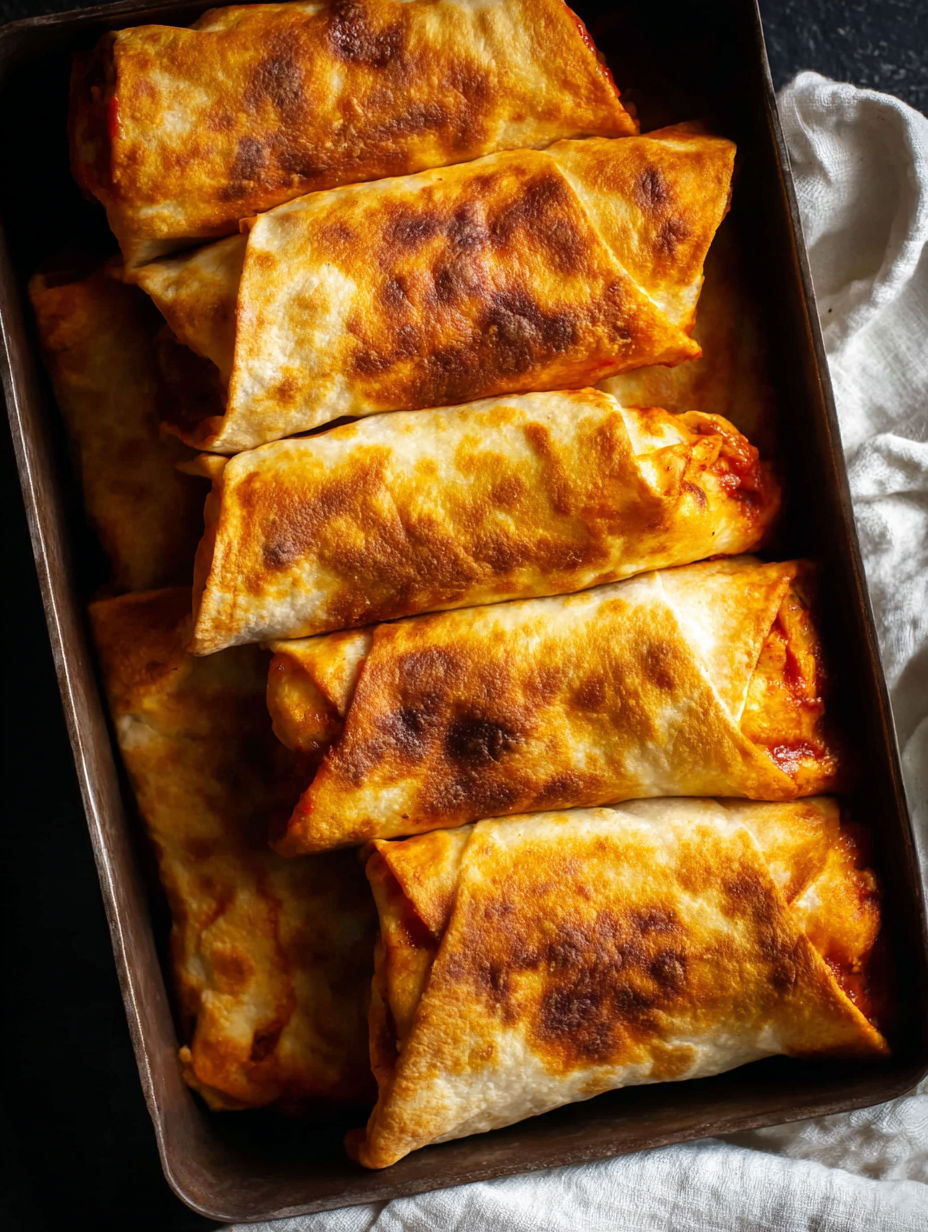 A pan of pepperoni pizza rolls.