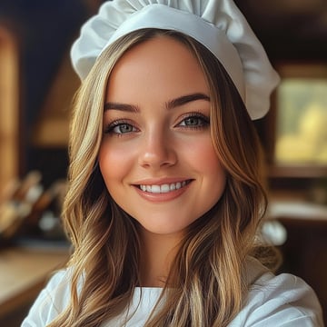 A man wearing a chef's hat and apron.