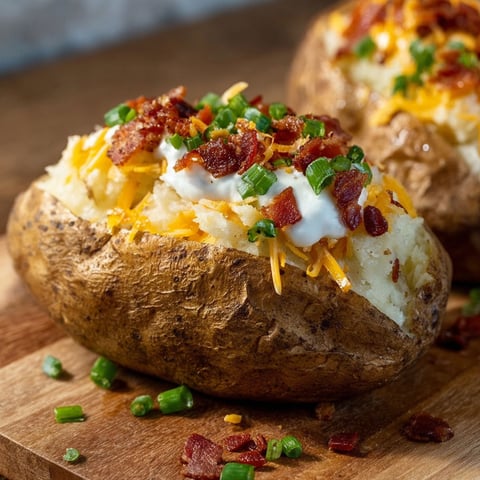 Twice baked potatoes with cheese and bacon.