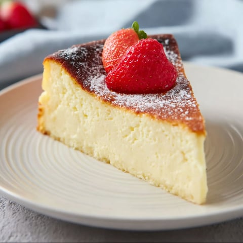 A slice of cheesecake with a strawberry on top.