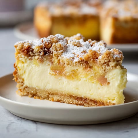 A slice of Mascarpone Apple Crumble Torta.