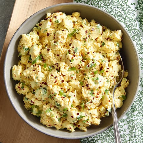 A bowl of Hüttenkäse-Eiersalat.