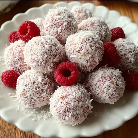 A plate of raspberry and coconut treats.